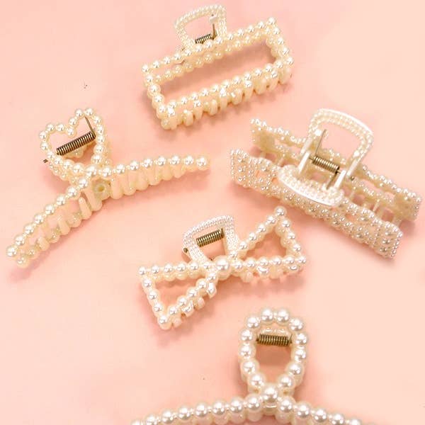JOSSLYN by wall to wall - Wholesale Hair Clip - Women's - PEARL HAIR CLAW CLIPS | 40H736