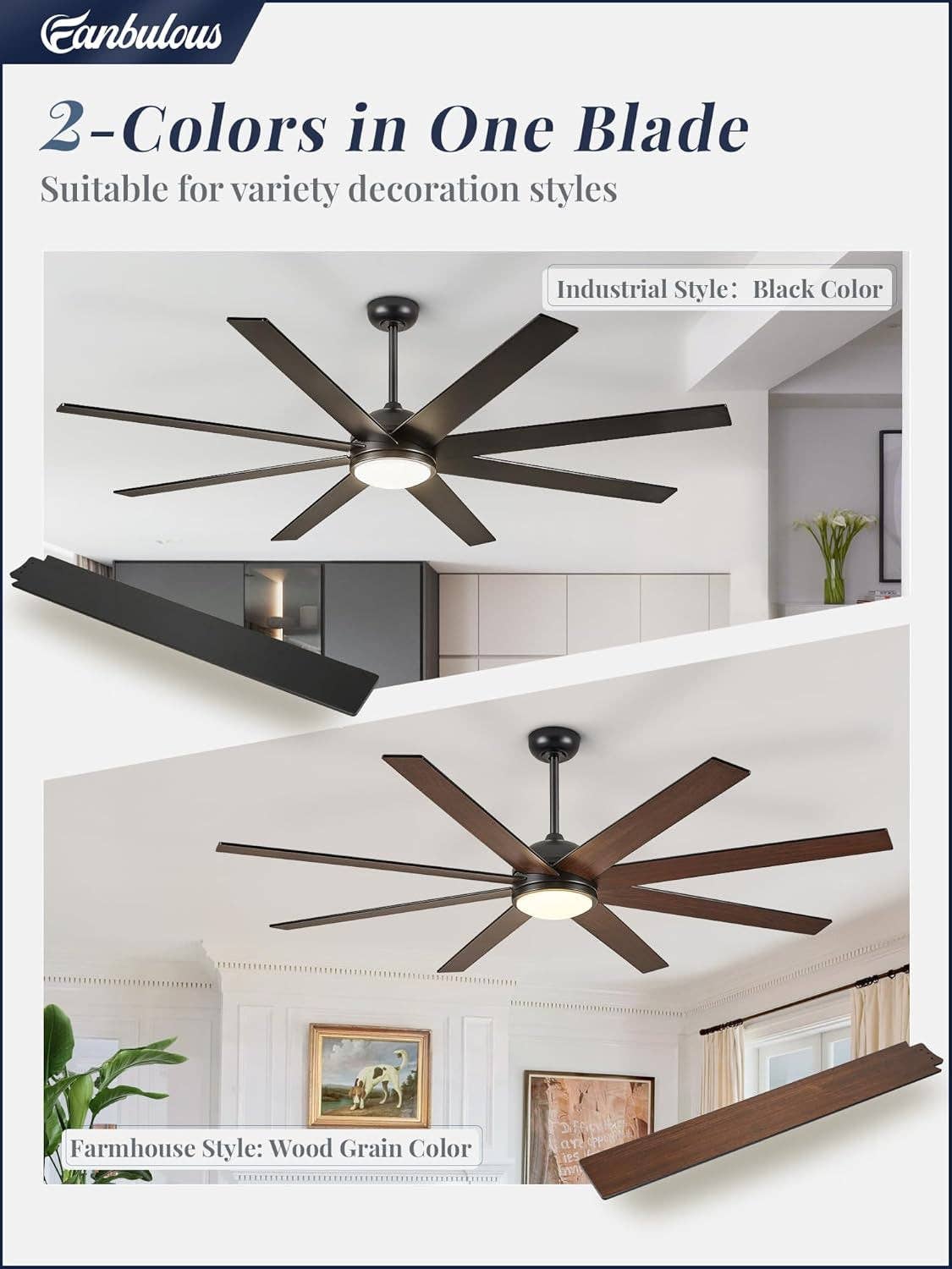65 Inch Ceiling Fan With Lights Remote Black Indoor Outdoor for wholesale on Faire3