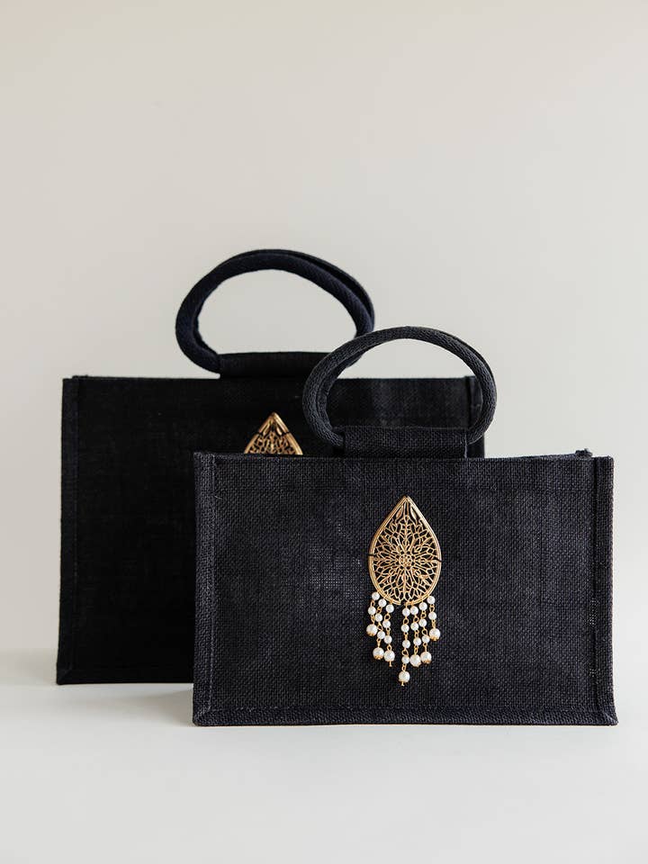 Black Large Jute Bag for wholesale by Decorasian
