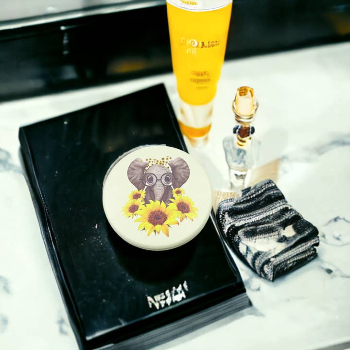 Round Compact Metal Mirror Elephant for wholesale by CRETE TRADING INC