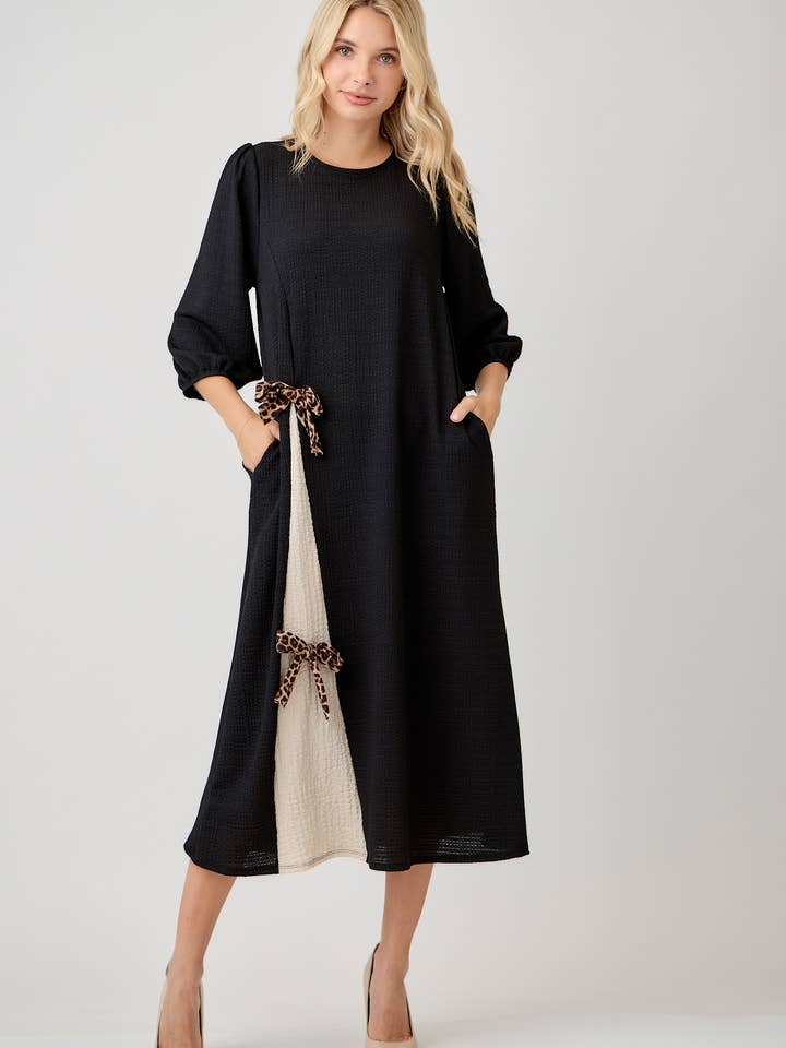 Celeste Clothing - Wholesale Dress - Women's - WOMEN'S MODEST SIDE BOW DRESS WITH PUFF SLEEVES AND POCKETS29