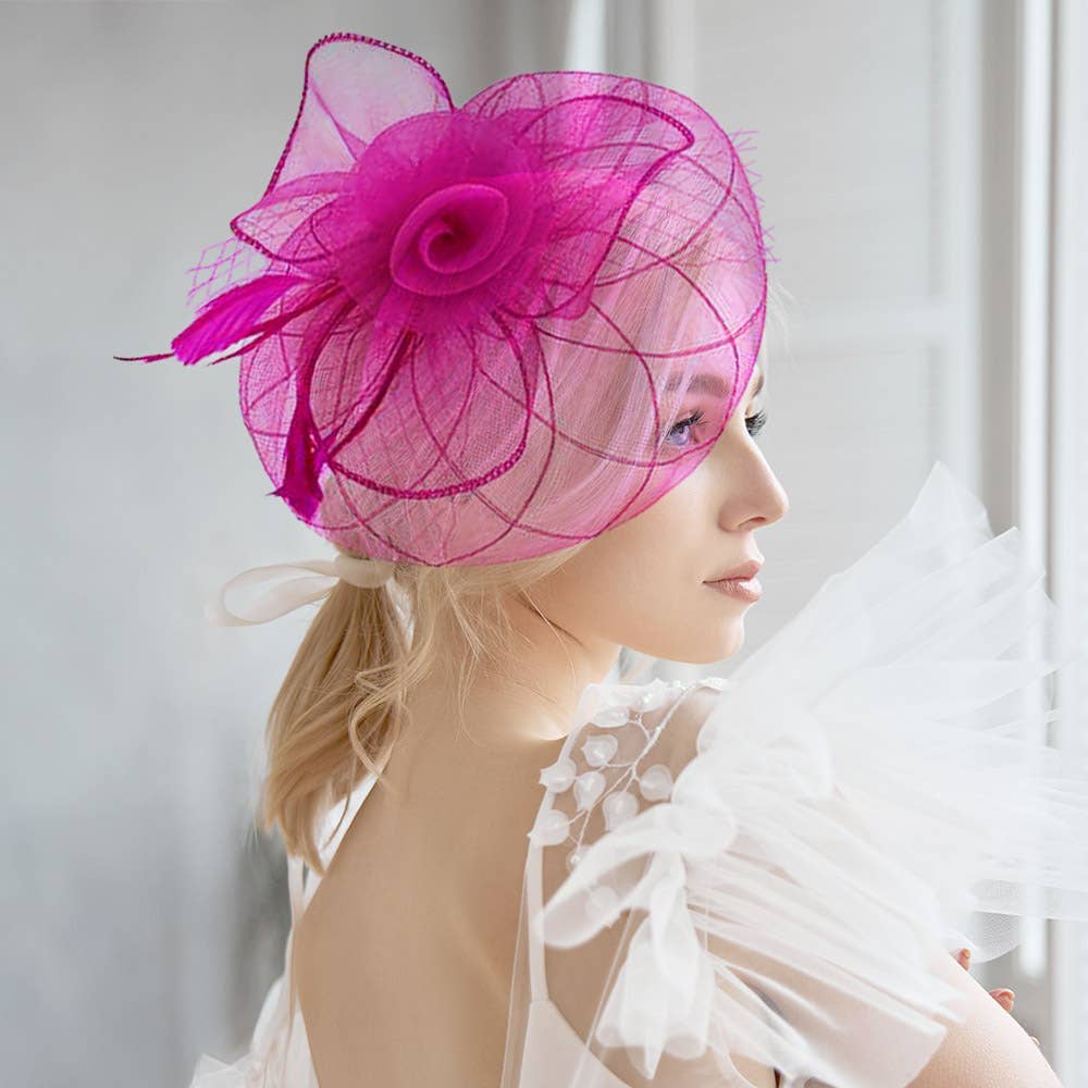 Sensibling Corp. - Vente Chapeau bibi – femme - Fascinateur / Bandeau en maille de plumes et fleurs8