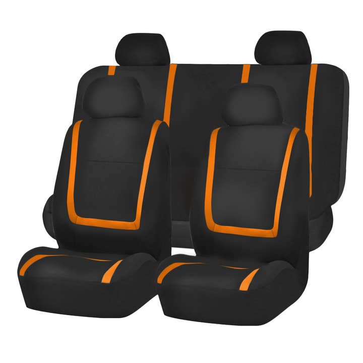 Unique Flat Cloth Seat Covers - Full Set Orange for wholesale by FH GROUP