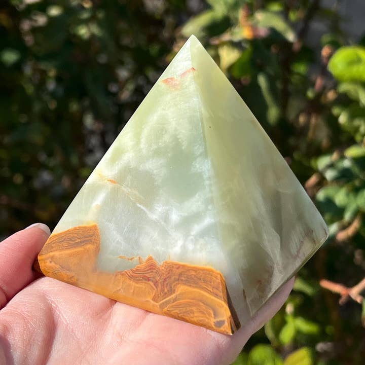 Green Onyx Pyramid – Striking Natural Stone Décor for Healing, Meditation & Energy Work for wholesale by EC Plugs and Gems
