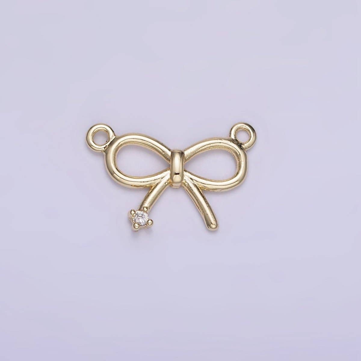 Aim Eternal - Wholesale Individual charm/pendant - 14K Gold Filled 11mm Mini Bow Ribbon CZ Connector | G392