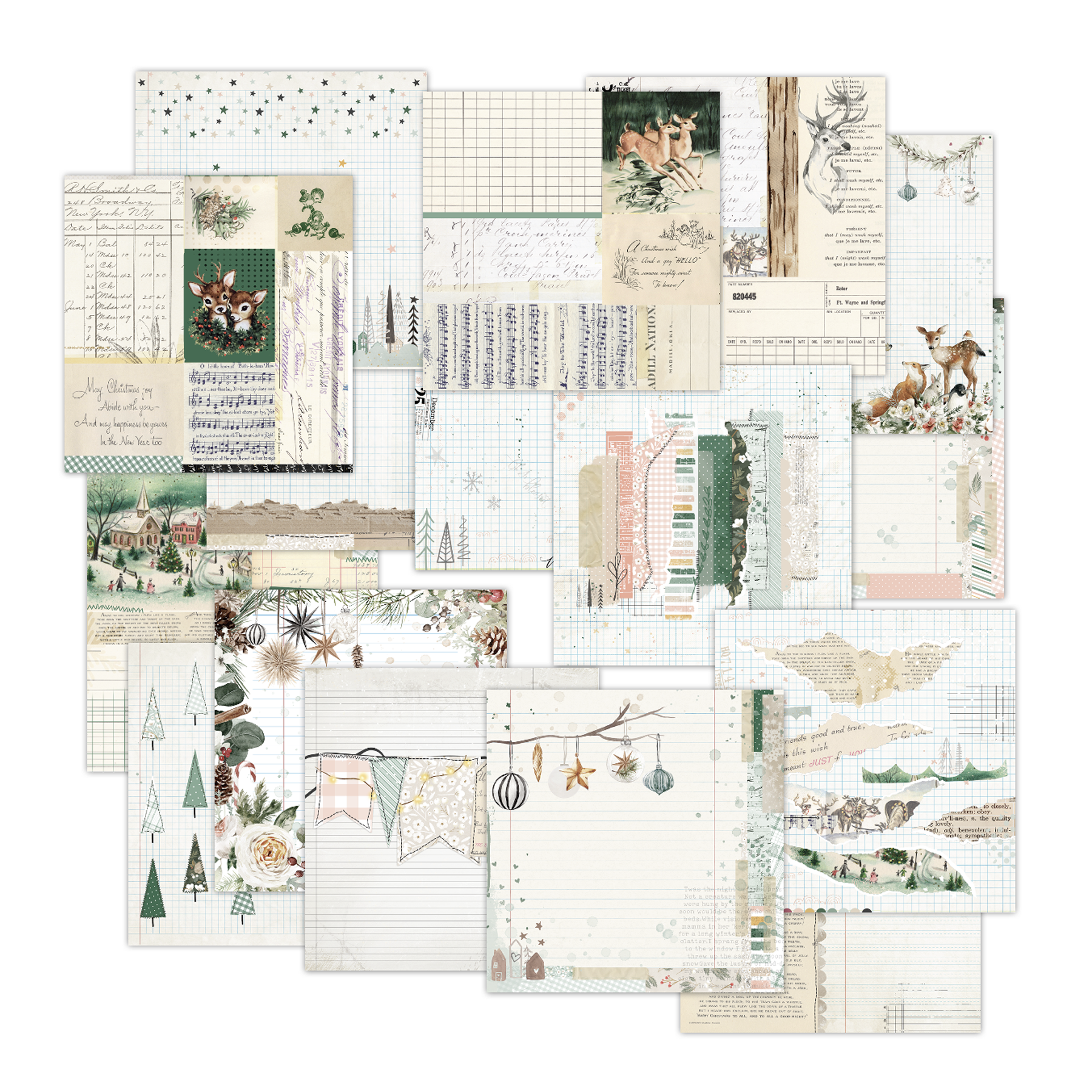 Pretty Little Studio - Wholesale Scrapbook - Comfort & Joy LEDGER 12x12 Single Sided Paper Pack | Woodland, Winter, Deer1