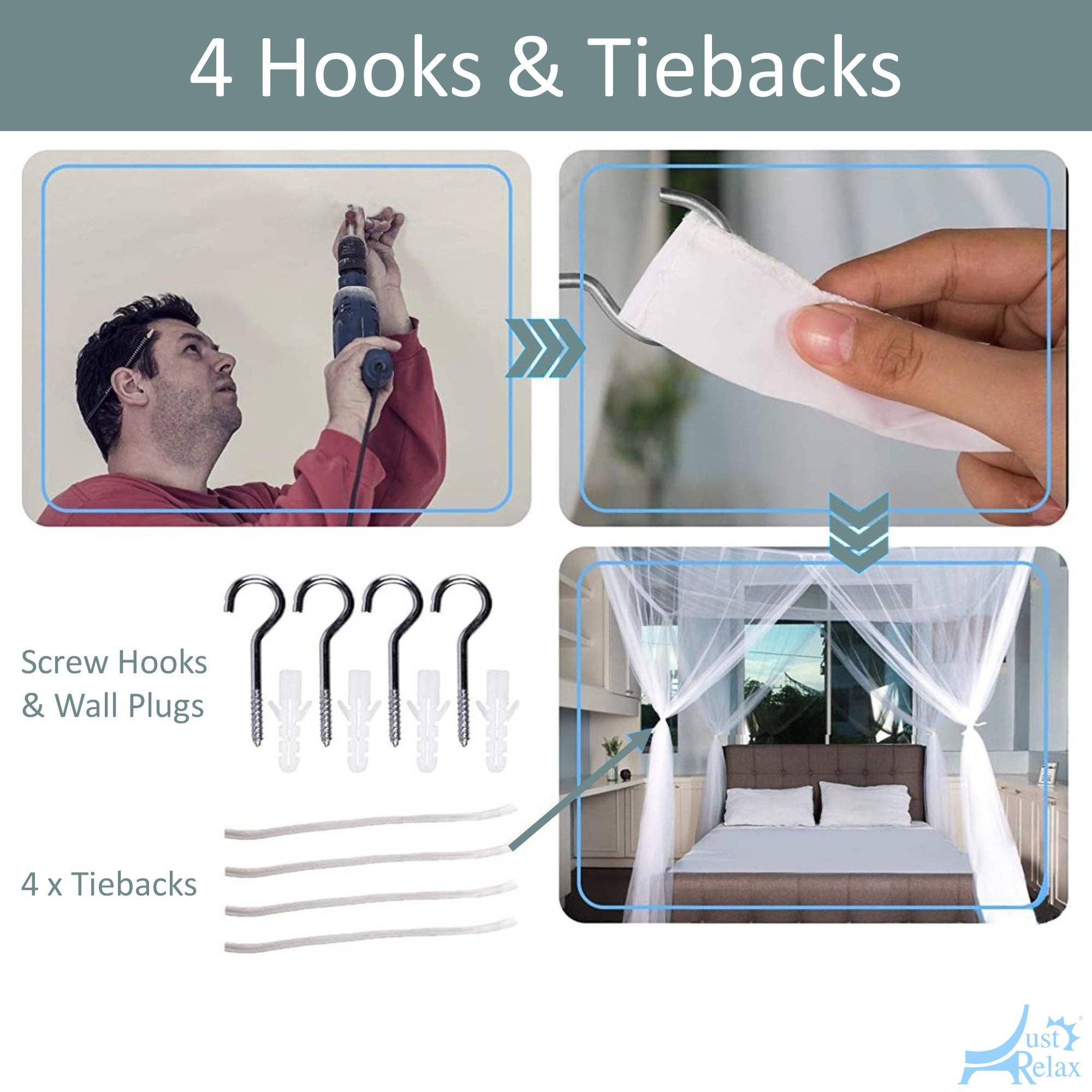 ShopBobbys – Großhandel Betthimmel – Kind & Baby – Just Relax Four Corner Post elegantes Moskitonetz-Betthimmel-Set, Gelb, Queensize-Bett und King-Size-Bett2