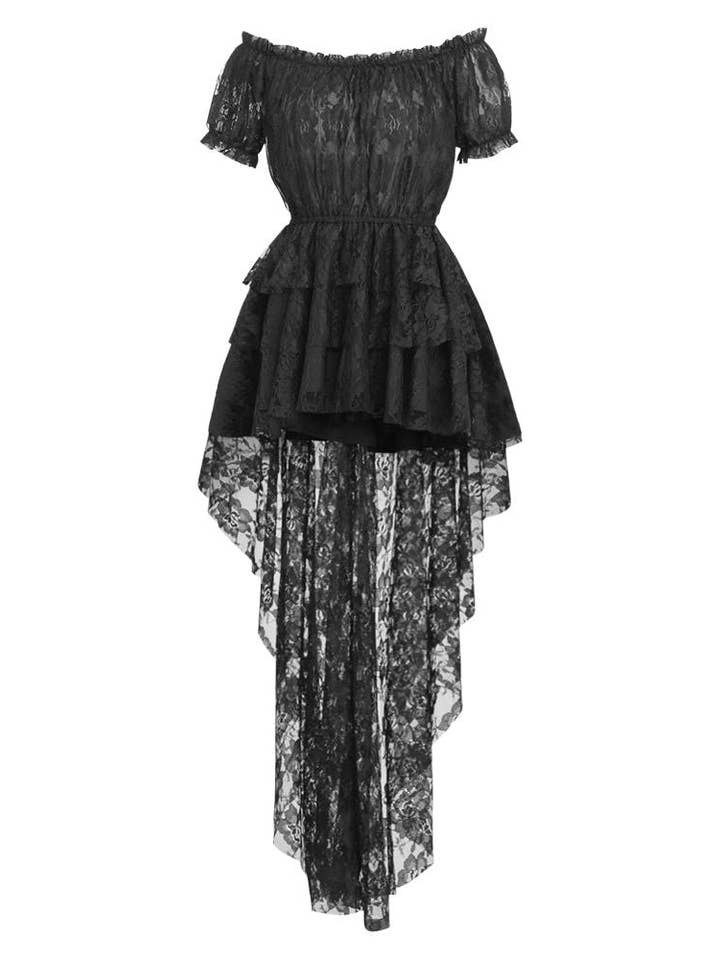 Daisy Corsets - Vente Robe – femme - Robe haute basse en dentelle noire