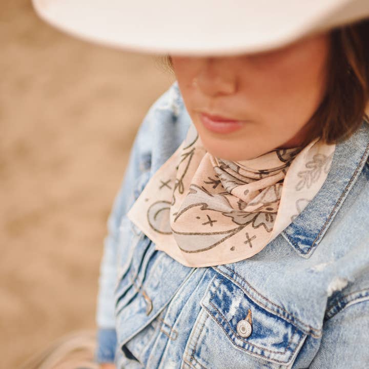 Tirzah Lane Art - Wholesale Scarf - Women's - Prairie Skies Wild Rag Western Silk Scarf1