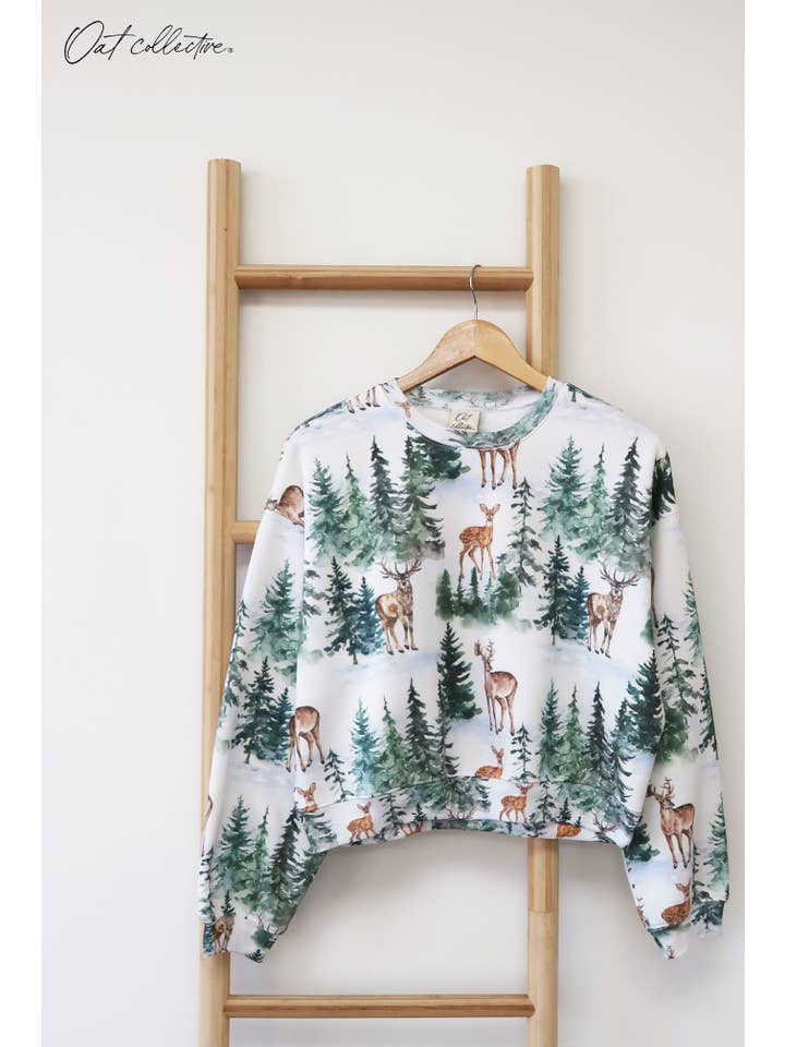 OAT COLLECTIVE - Wholesale Lounge Set - Women's - ALL OVER PRINT CHRISTMAS Cropped Sweatshirt 0
