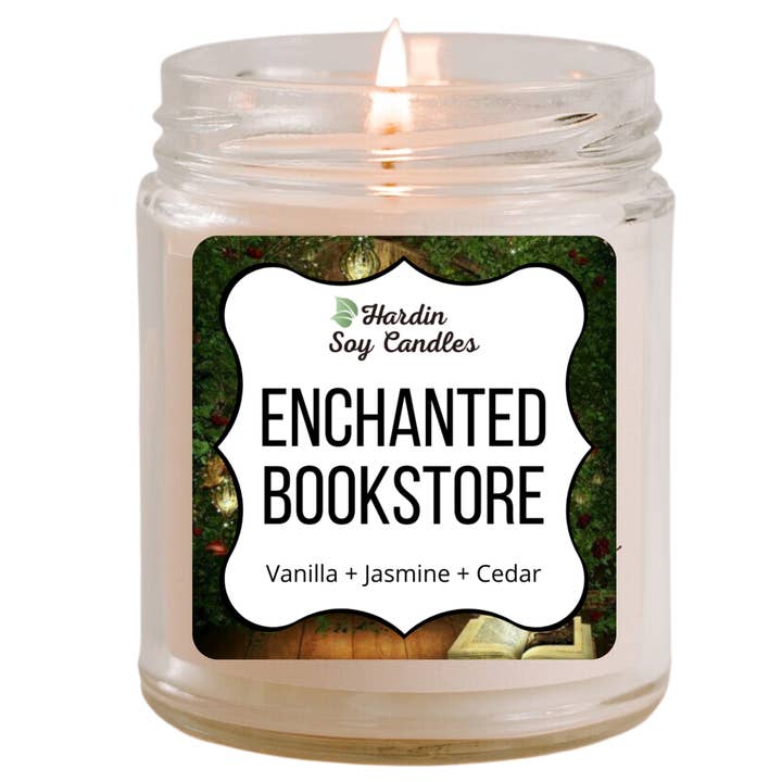 Hardin Soy Candles/Peoria Book Rack - Wholesale Jar/Filled Candle - Enchanted Bookstore Soy Candle