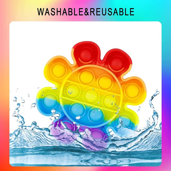 PR GROUPS LLC - Wholesale Fidget Toy - Kids - Rainbow Flower Pop It Fidget Kids Toy