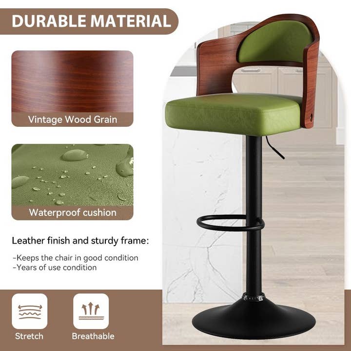 BlakOutlet - Wholesale Stool - Set of 2 Wooden Barstools PU Leather Upholstered Bar Chairs33