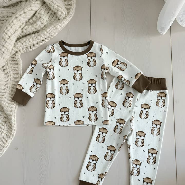 Kids Bamboo 2 piece Pajamas- Baby Otter Print for wholesale by Dreamline