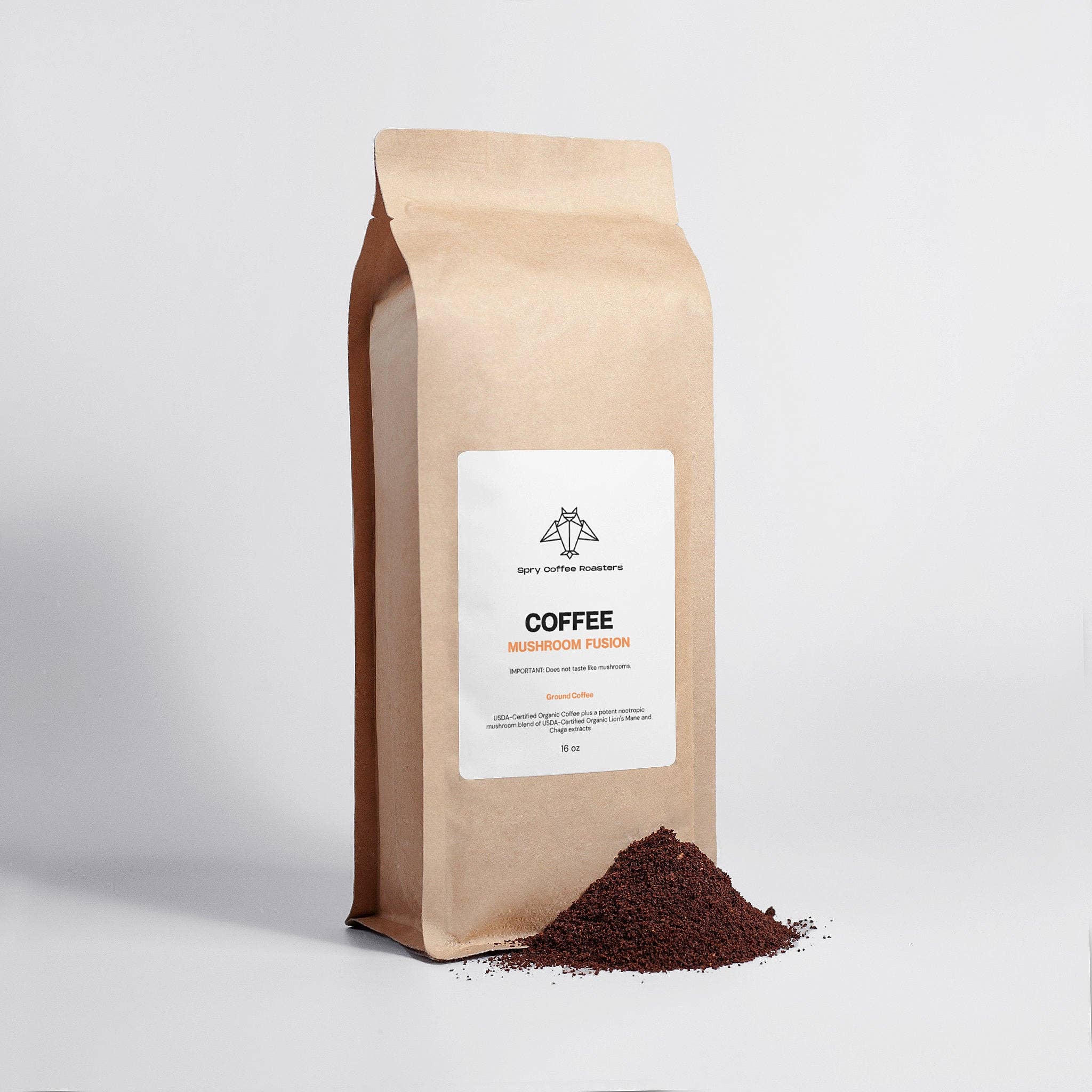 Spry Coffee Roasters - Wholesale Ground Coffee - Mushroom Coffee Fusion | Lion’s Mane & Chaga 16oz2