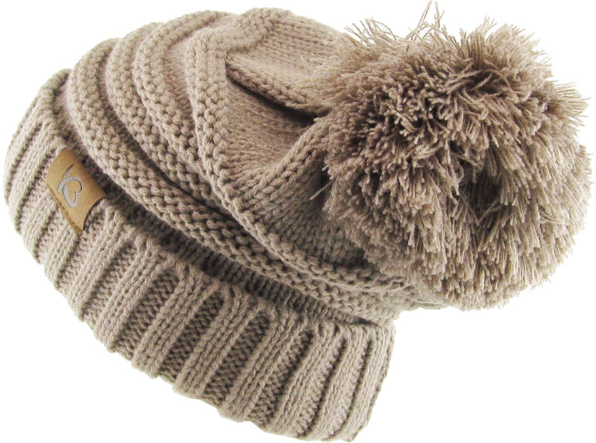 KBETHOS – Großhandel Beanie – Damen – Chunk Pom Pom Grobstrick-Mütze mit Zopfmuster und Rippenstrick27