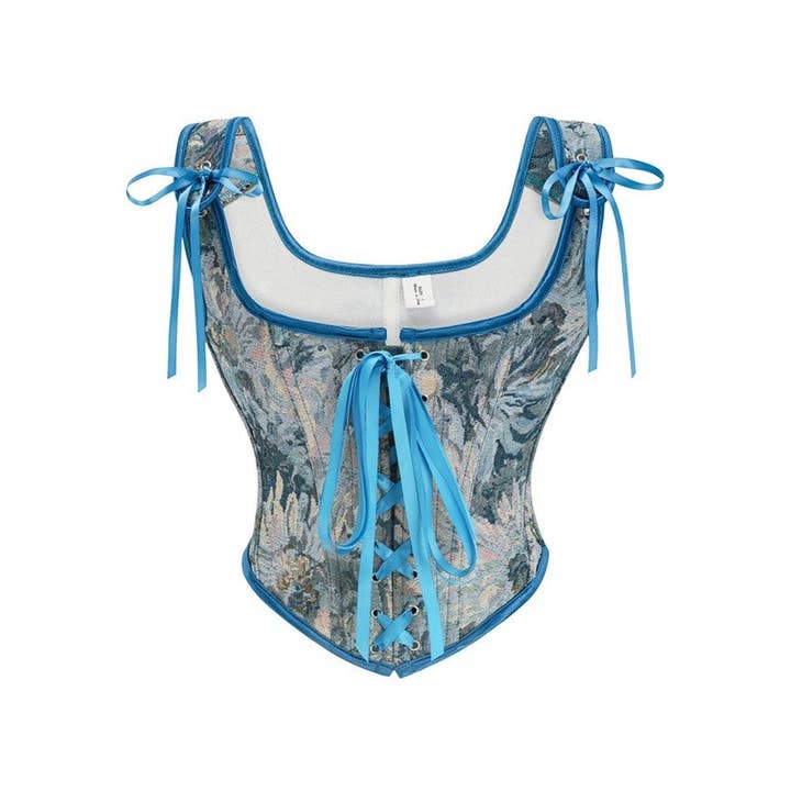 FurDecoration - Wholesale Corset – Women′s - Printed Tie Waist Crop Corset