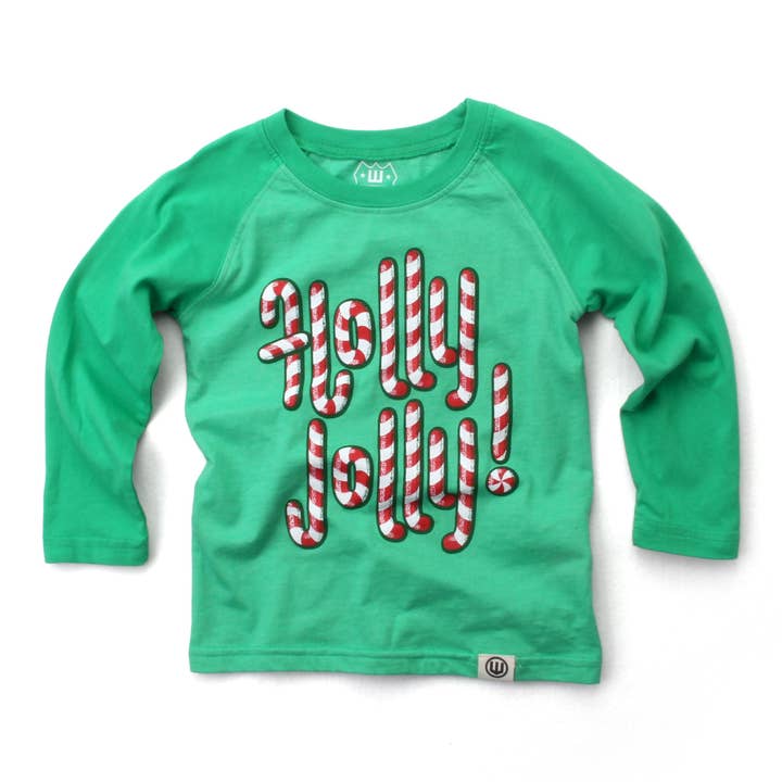 Wes and Willy Boys Holly Jolly Blended Raglan for wholesale by Wes and Willy
