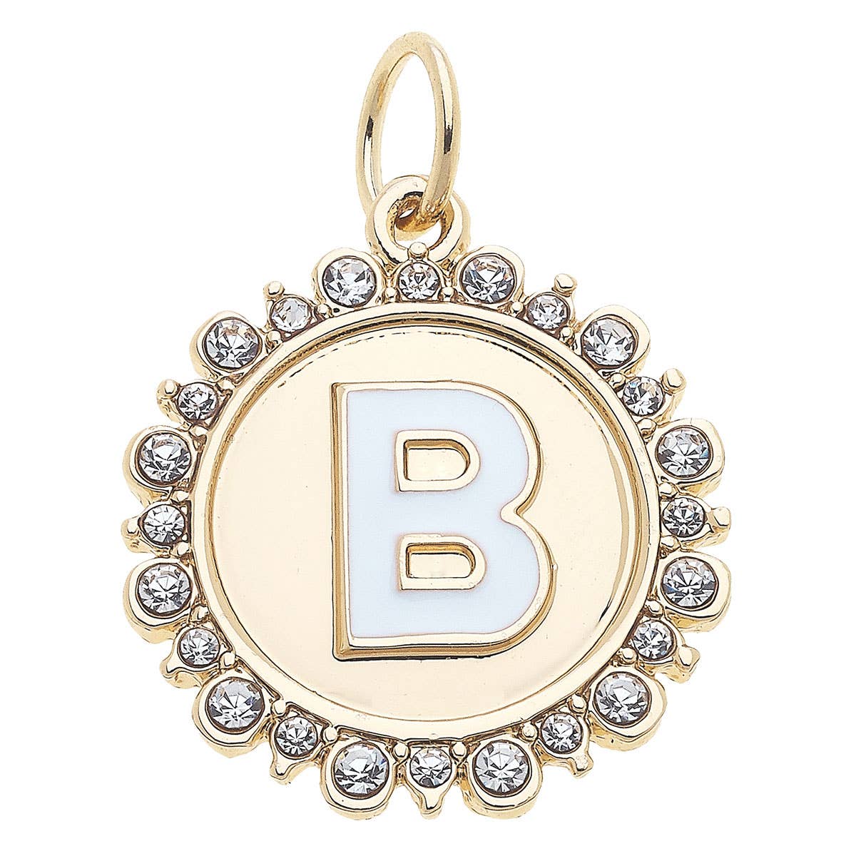 Canvas Style - Wholesale Individual Charm/Pendant - Rhinestone Letter Disc Charm in Shiny Gold1