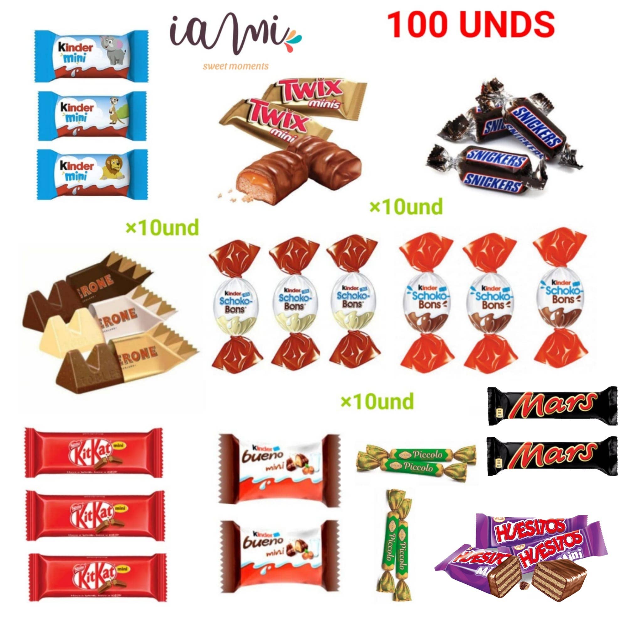 IAMI - Venta al por mayor Caja de bombones - Caja Choco Miniatures 100 Un. Versiones MINI de Chocolatinas3
