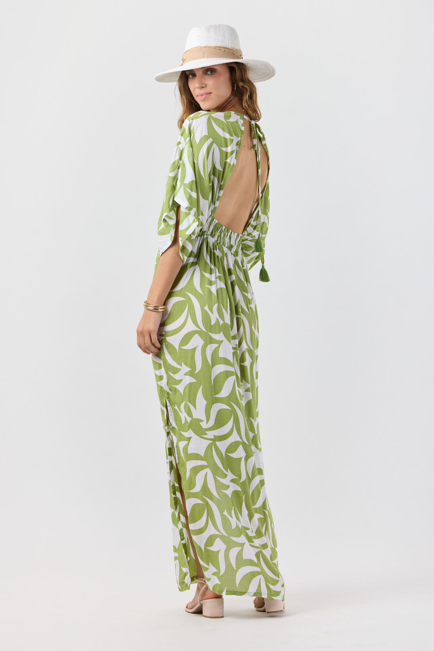 Géo Abstrait Vert Robe Maxi Levine en vente sur Faire3