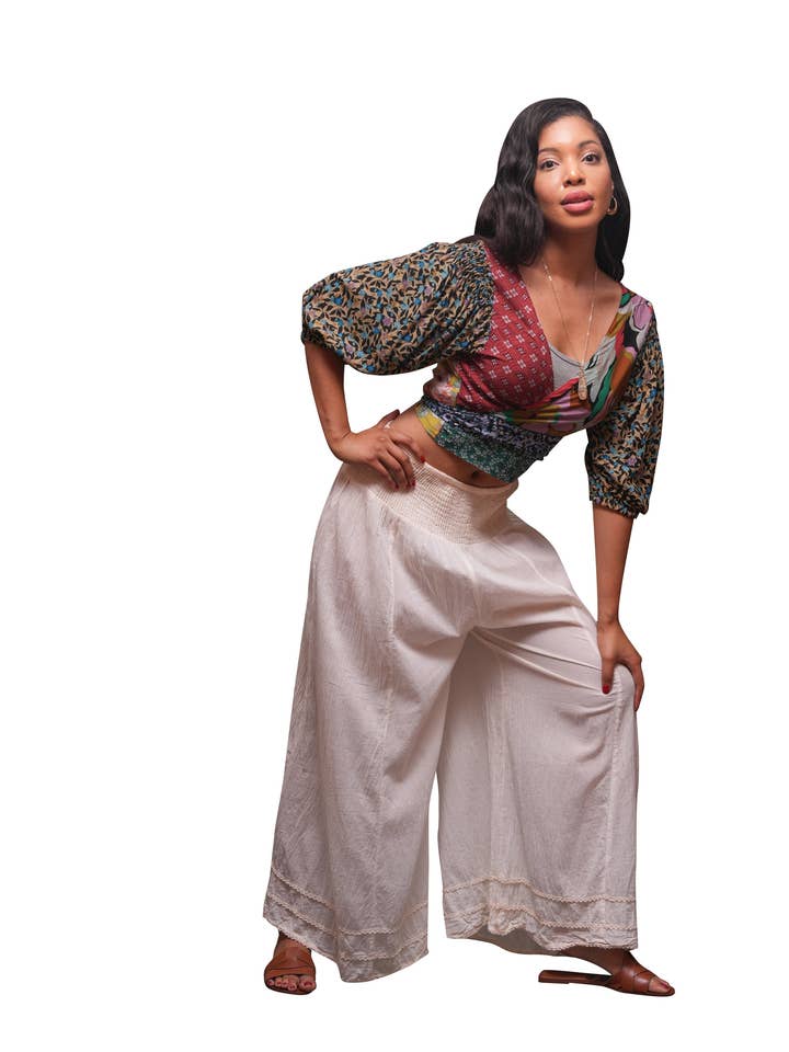 Sacred Threads - Wholesale Blouse - Women's - Botanical Boho Patchwork Wrap Top