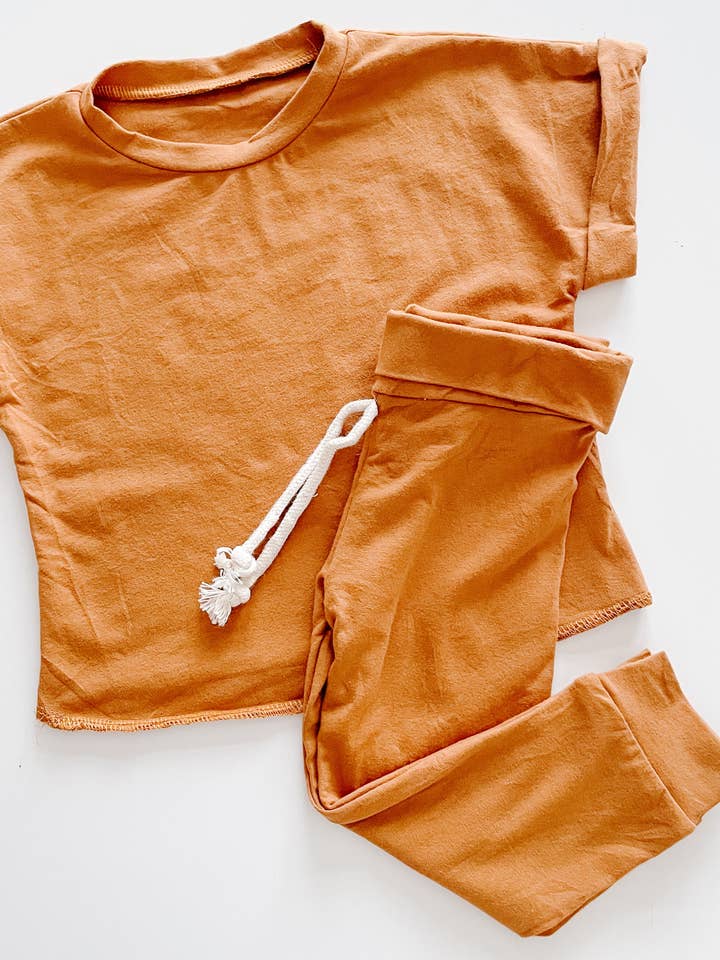 Cotton T-Shirt Two Piece Jogger Set for wholesale by Piper's Closet