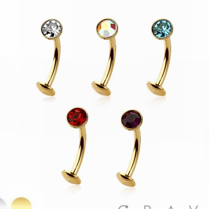 CRAVE BODY JEWELRY - Wholesale Belly ring - BEZEL CZ GEM 316L SURGICAL STEEL THREADLESS FLOATING BELLY B10