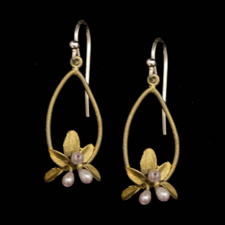 Flowering Thyme Oval Wire Earrings for wholesale by Michael Michaud