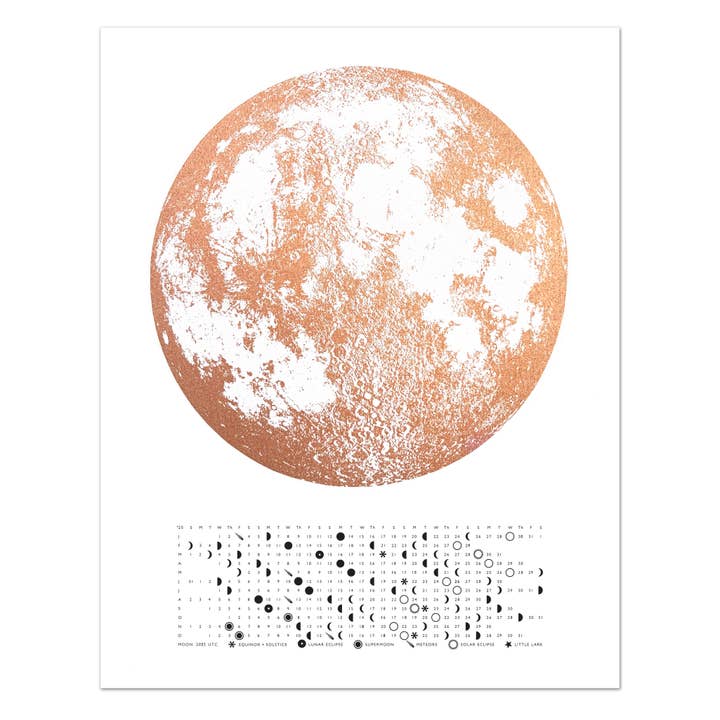 Little Lark - Wholesale Calendar - 2026 Lunar Phase Calendar Print, Metallic Moon Wall Calendar8