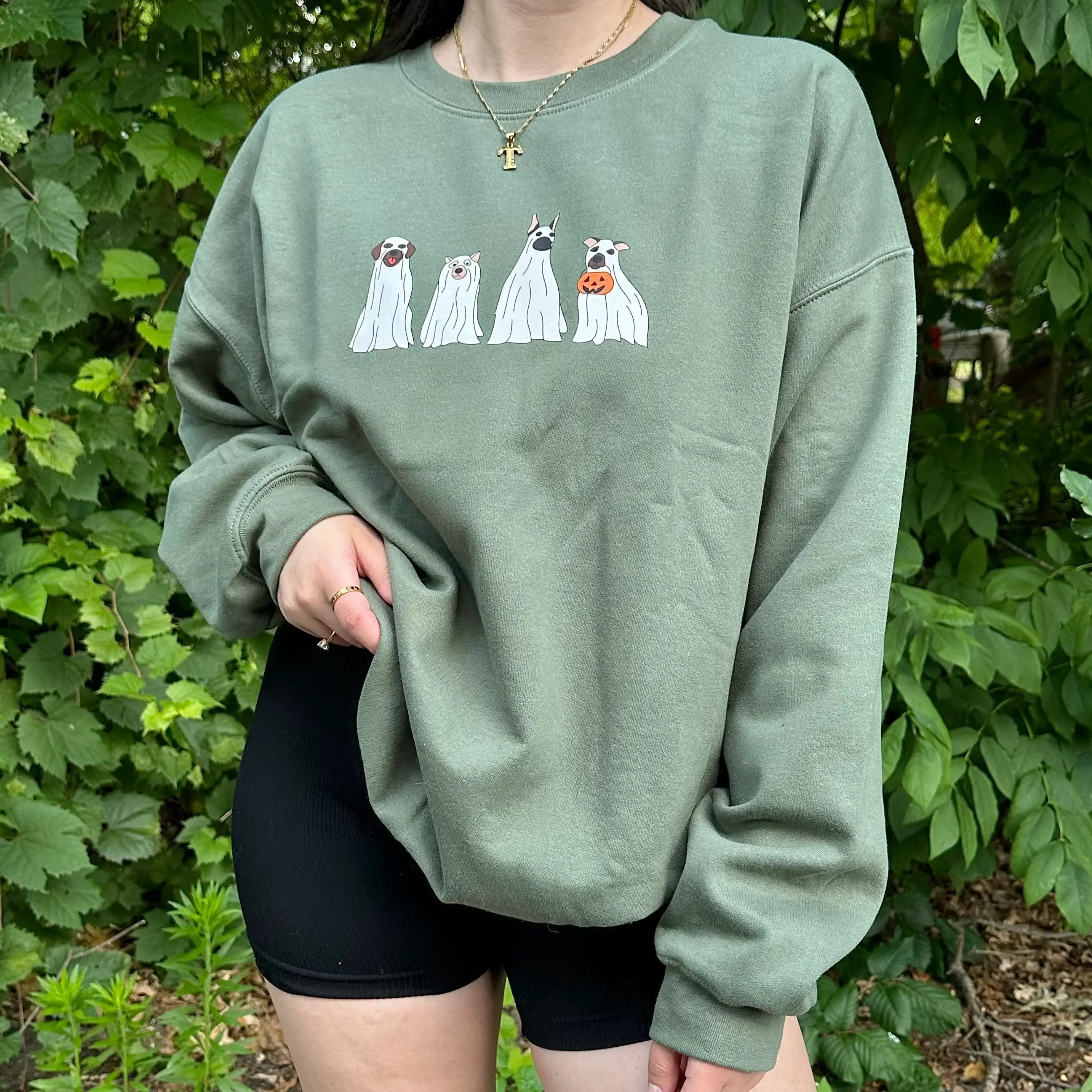 Rags Revived - Wholesale Graphic Sweatshirt - Women's - Halloween Ghost Dogs Puppies Fall Autumn Sweatshirt2
