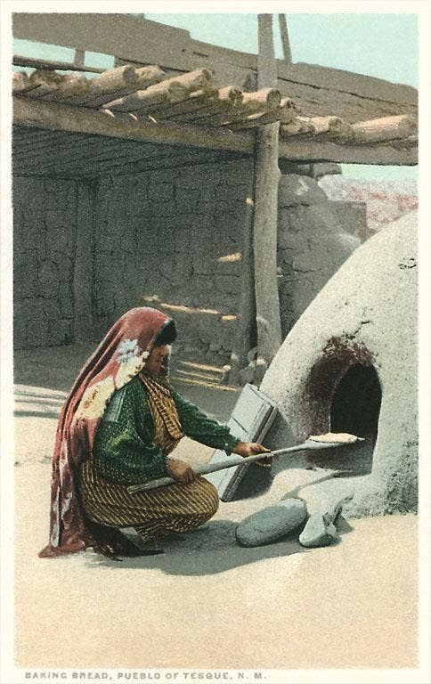 Found Image Press - Wholesale Postcard - Postcard NM-308 Bread Making, Tesuque Pueblo0