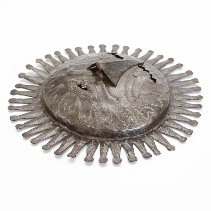 Global Crafts - Wholesale Wall Accent - 10" Aztec Sun Haitian Metal Drum Wall Art