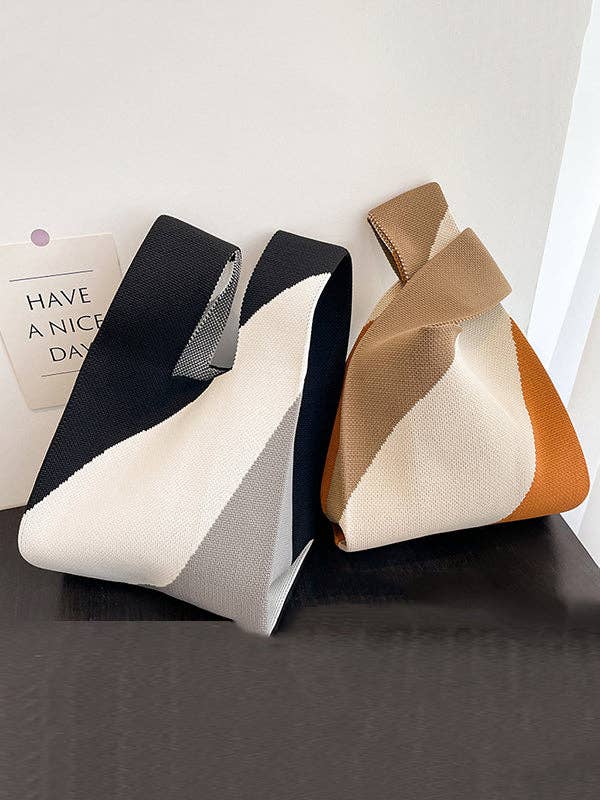 Plush Looks - Wholesale Draagtas - Dames - Geweven tassen en handtassen in contrasterende kleur3