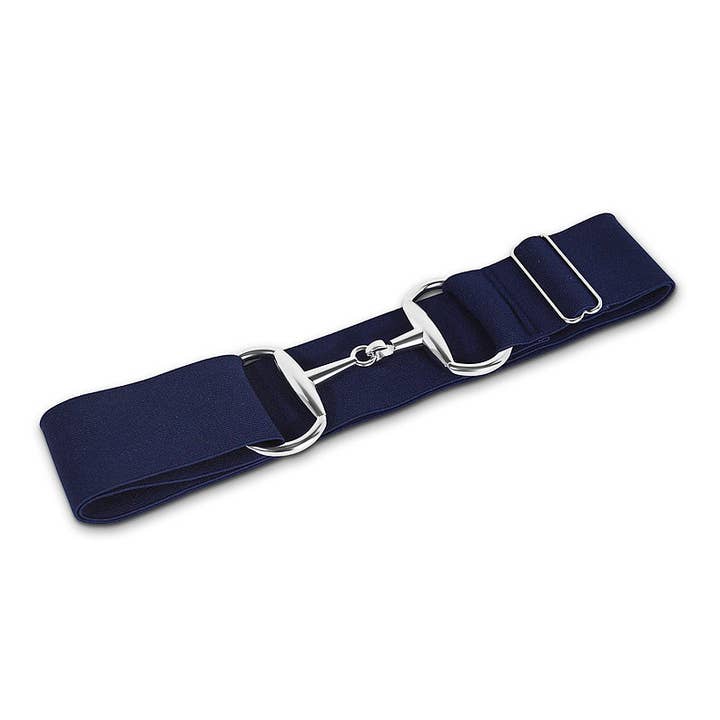 1.5" Equestrian Elastic Bit Buckle Belt - Solid Navy for wholesale by Benny Bows