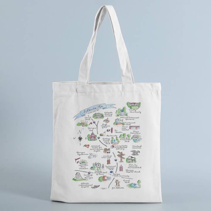 Atlanta, Ga Map Canvas Tote Bag for wholesale by The Write Occasion Calligraphy
