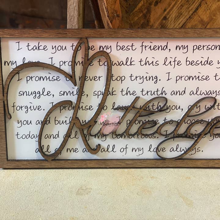 Last Name Wedding Vow Sign for wholesale by Custom Wreaths For A Purpose