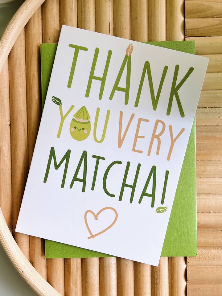 A1 Thank You Very Matcha Greeting Card for wholesale by Matcha Paper Co.
