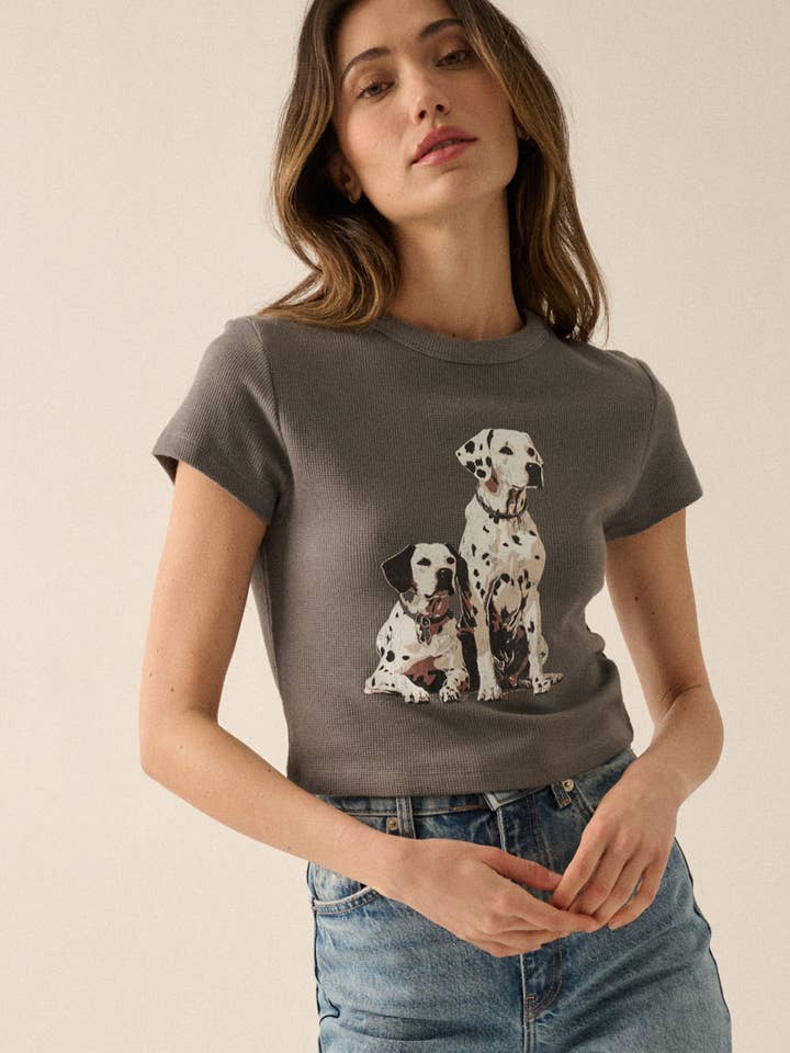 Dalmatian Dogs Waffle-Knit Graphic Baby Tee for wholesale by Promesa USA
