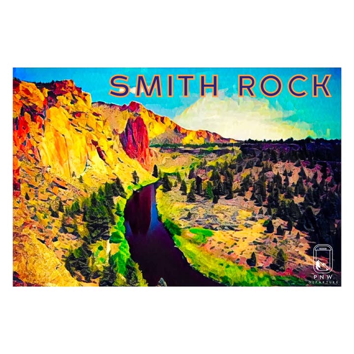 Smith Rock Oregon Sticker for wholesale by PNW Departure