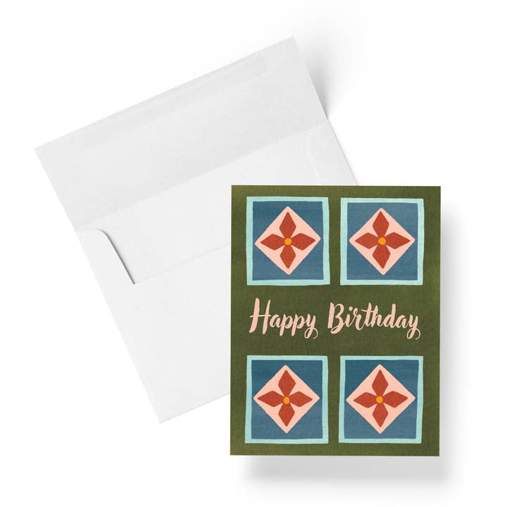 Granny Square Birthday Card for wholesale by Melanie Gehrke Fine Art Studio