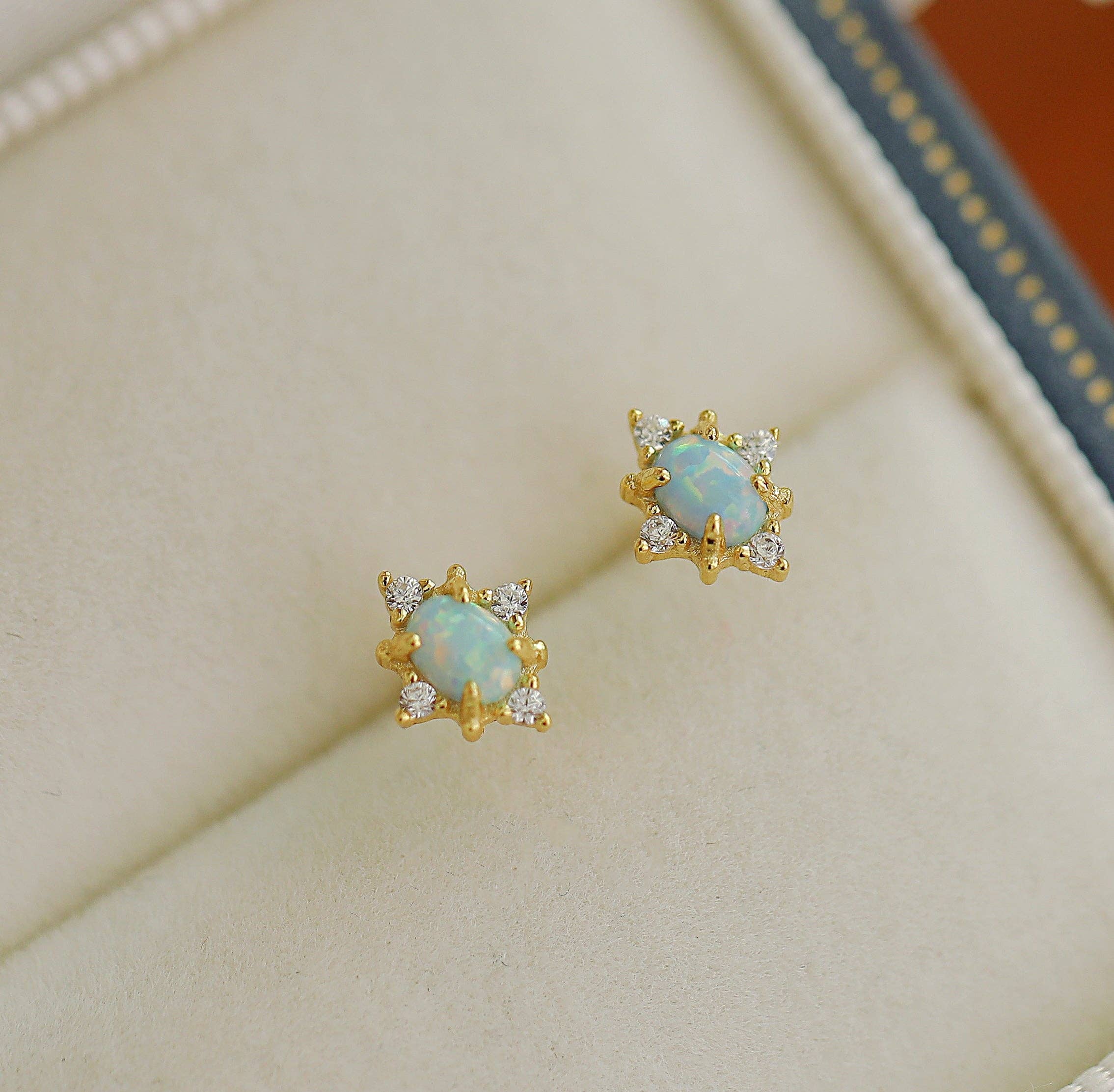 happyzzzsu - Wholesale Stud/Post Earrings - Sterling Silver Opal Stud Earrings4