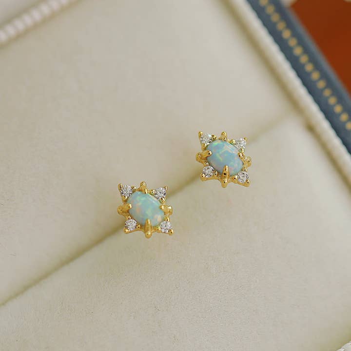 happyzzzsu - Wholesale Stud/Post Earrings - Sterling Silver Opal Stud Earrings4