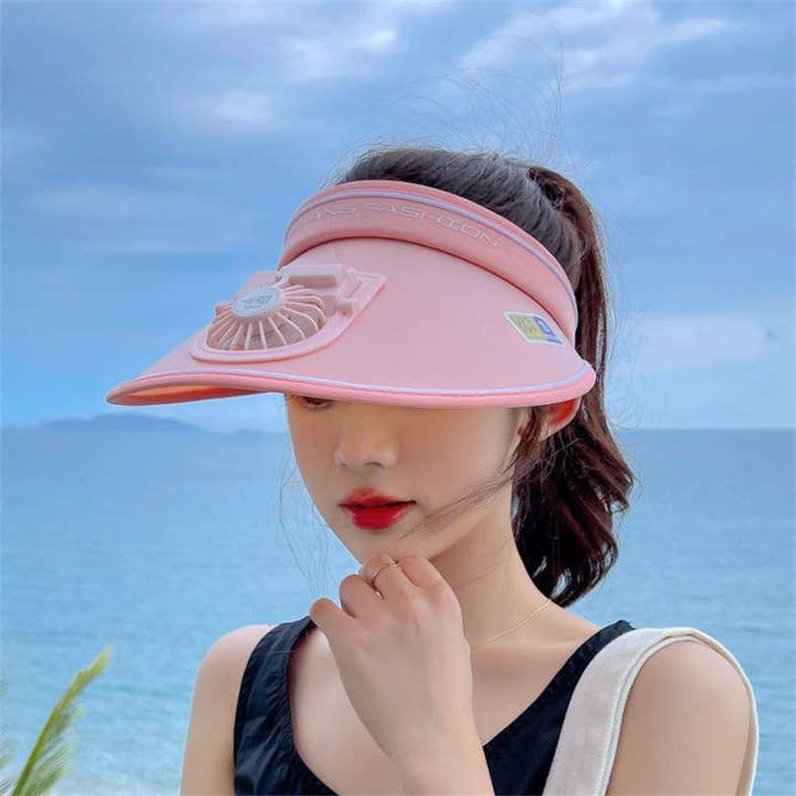 Mix Match Colors Sun Visor Hats with Fan, 3-Temp Settings & Adjustable Buckle for wholesale on Faire