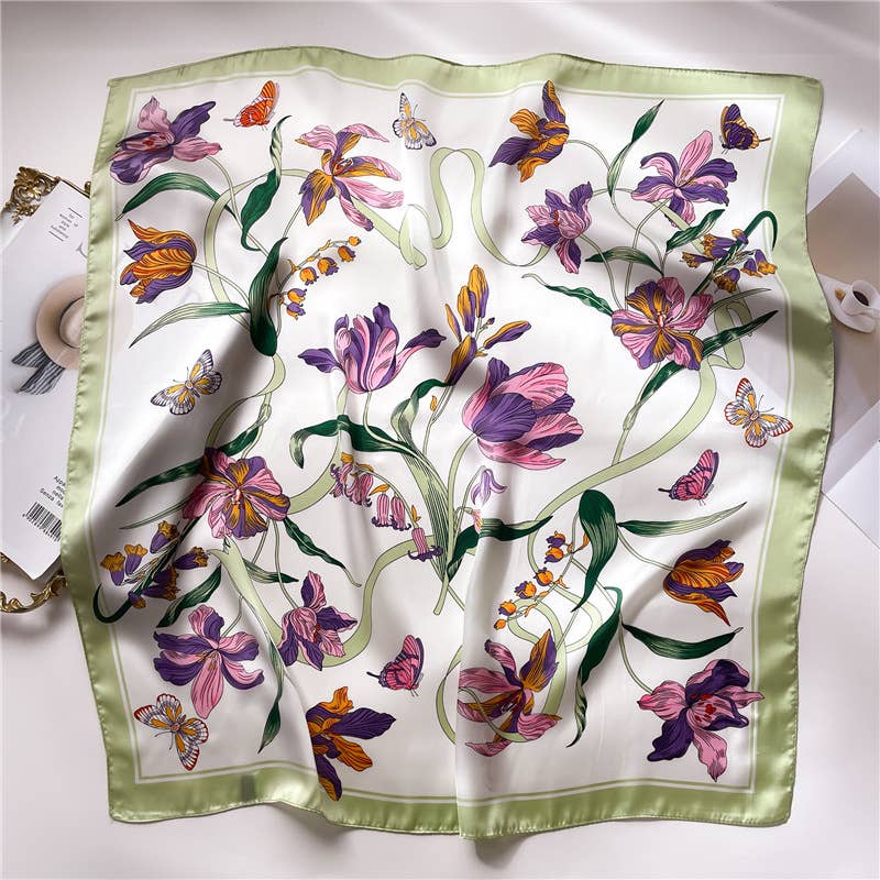 AK Brand – Großhandel Bandana – Damen – Mehrfarbiges Halstuch mit Blumendruck 70* 70 cm5