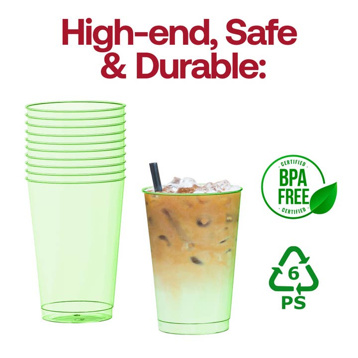 Smarty had a Party - Wholesale Disposable Cup - 12 oz. Clear Green Disposable Plastic Party Cups - 240 pcs4