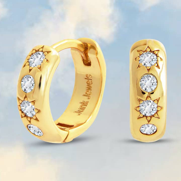 Aros pequeños de piedra blanca para venta al por mayor de Junk Jewels Ltd