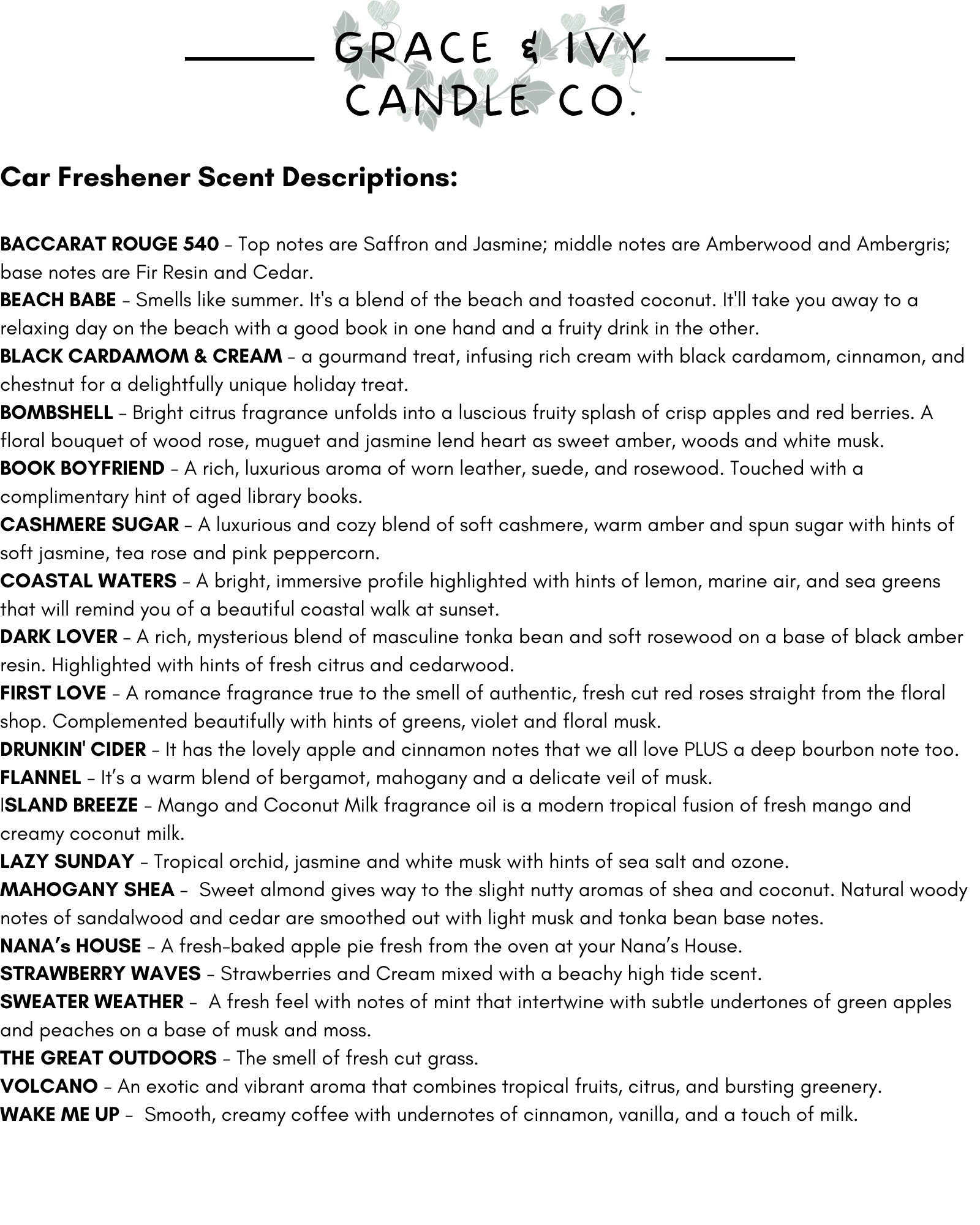 Grace & Ivy - Wholesale Car Freshener - Unisex - Car Fresheners1