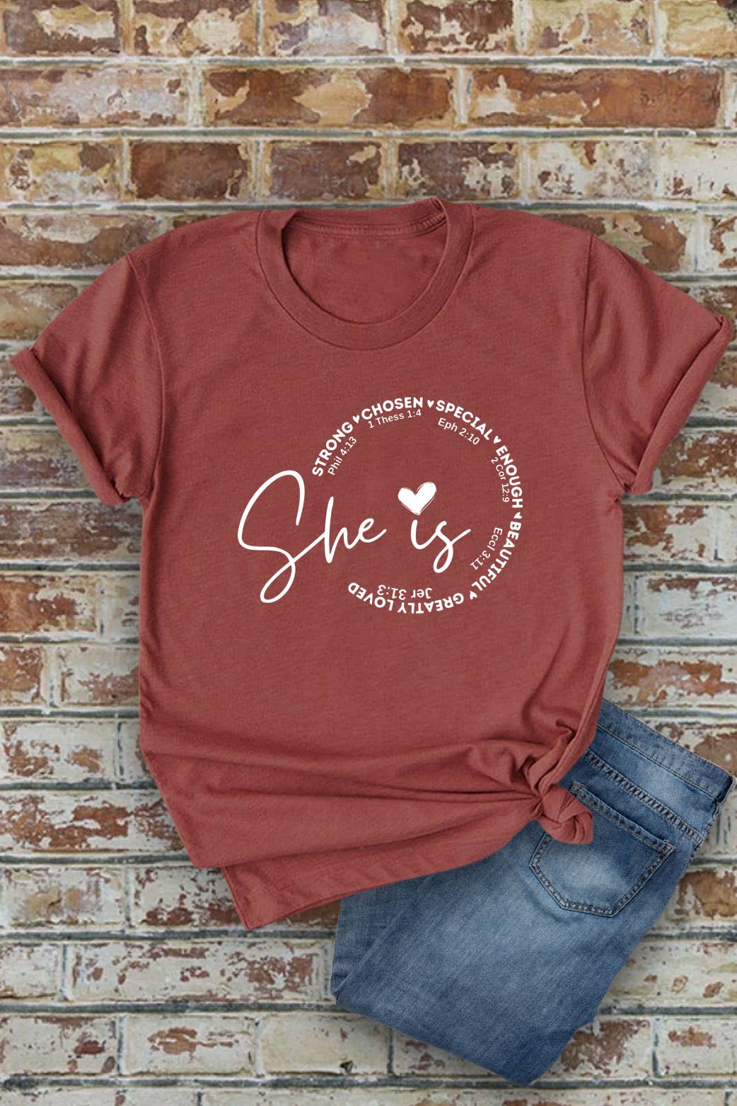 Top Avenue - Wholesale Screen Printed T-Shirt - Women's - She Is Strong Chosen Special, Unisex Round Neck T-Shirt11