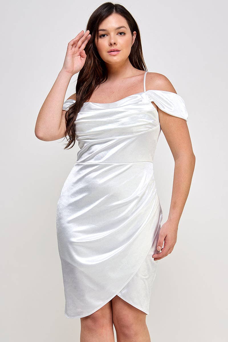 ARA USA – wholesale Dress – Women's – 6785 (Plus Size Off shoulder Shirring Satin Dress)8